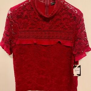 Nordstrom Vibrant Red Lace Blouse